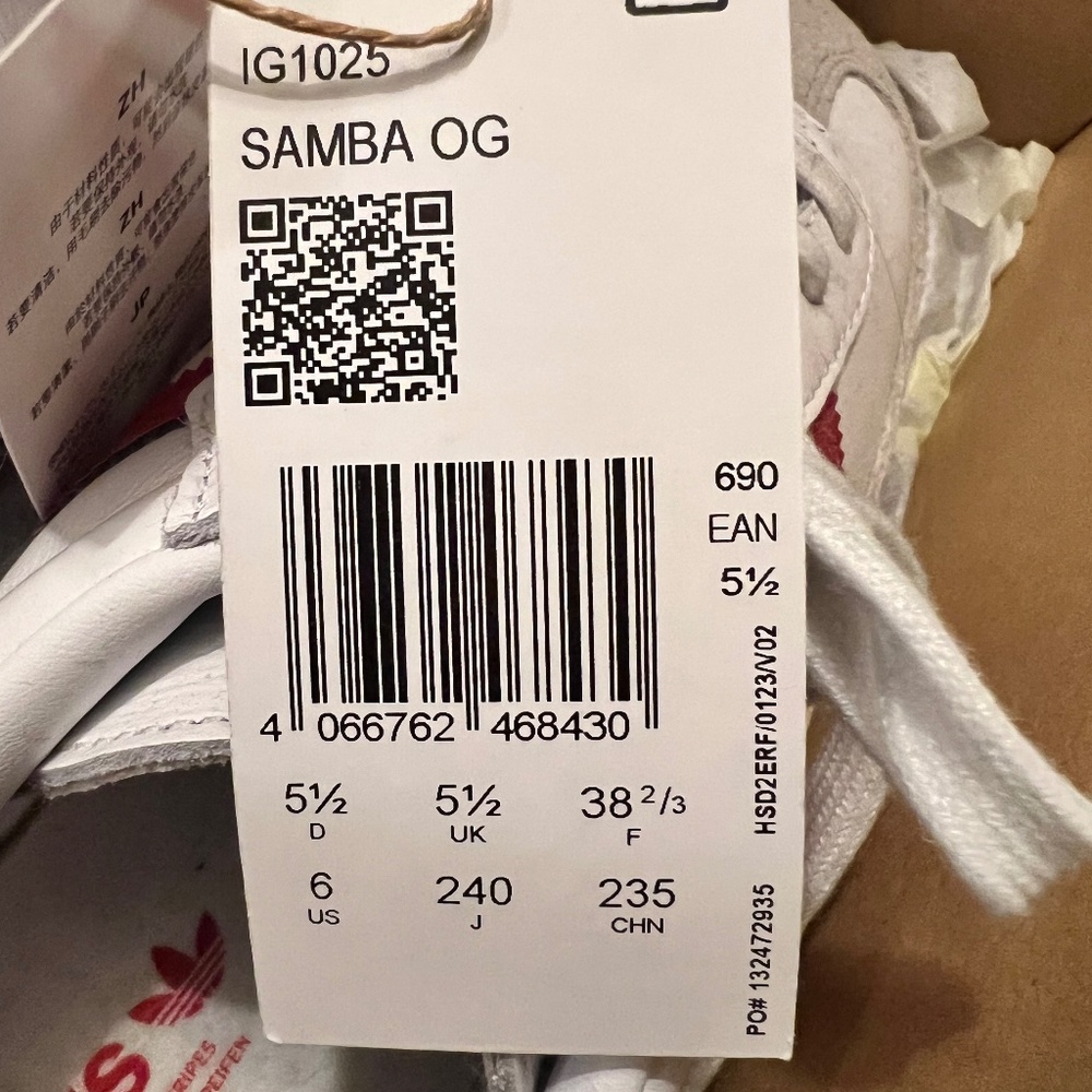 NWT Adidas Samba OG red/grey/white - Picture 5 of 6